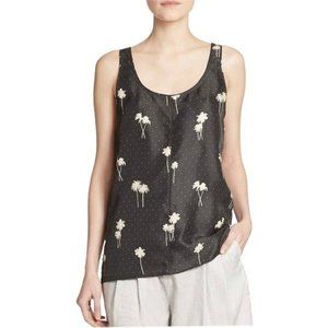 Rag & Bone Black Natalie Silk Palm Tree Sleeveless Tank Top